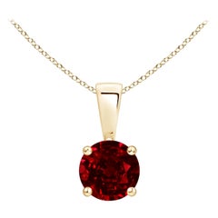 ANGARA Natural Classic Round Ruby Solitaire Pendant in Yellow Gold (Size-5mm)