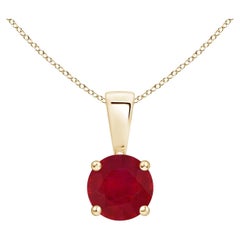 ANGARA Natural Classic Round Ruby Solitaire Pendant in Yellow Gold (Size-5mm)