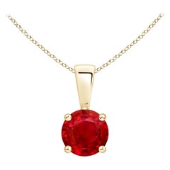 ANGARA Natural Classic Round Ruby Solitaire Pendant in Yellow Gold (Size-5mm)
