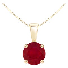 ANGARA Natural Classic Round  Ruby Solitaire Pendant in Yellow Gold (Size-6mm)
