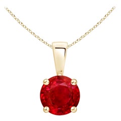 ANGARA Natural Classic Round  Ruby Solitaire Pendant in Yellow Gold (Size-6mm)
