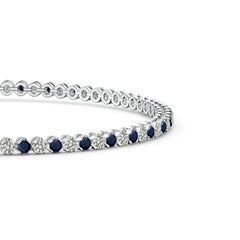 Angara Natural Classic Round Sapphire and Diamond Tennis Bracelet in 14K Gold