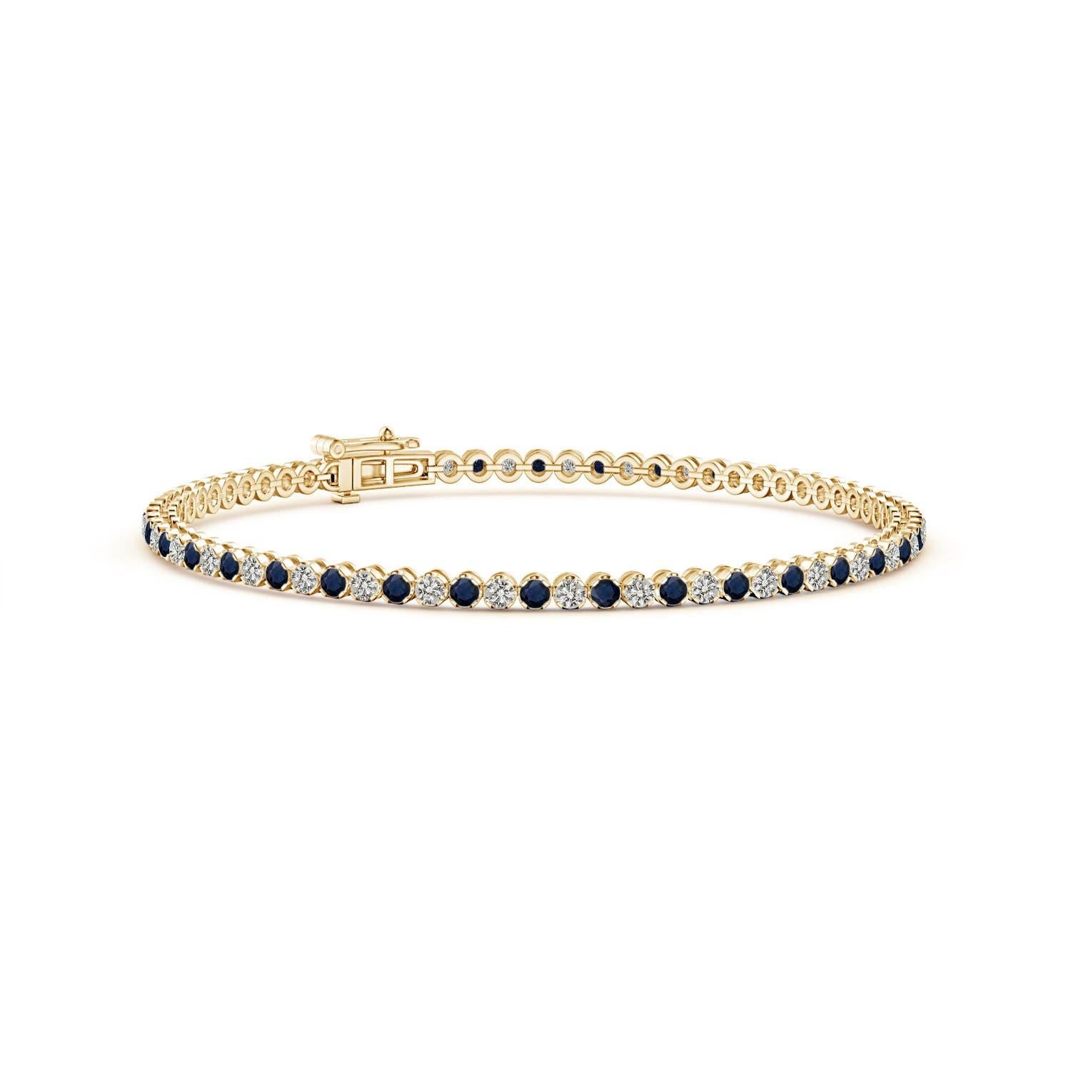 Bracelet de tennis en or 14 carats avec saphir rond classique et diamant Angara Nature Neuf - En vente à Los Angeles, CA