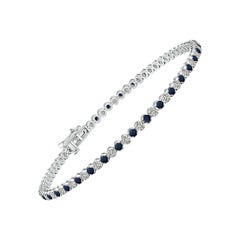 Bracelet de tennis en or 14 carats avec saphir rond classique et diamant Angara Nature