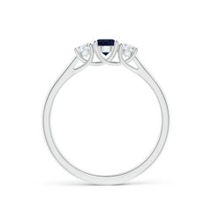 Angara Natural Classic Round Sapphire and Diamond Three Stone Ring in 14K Gold