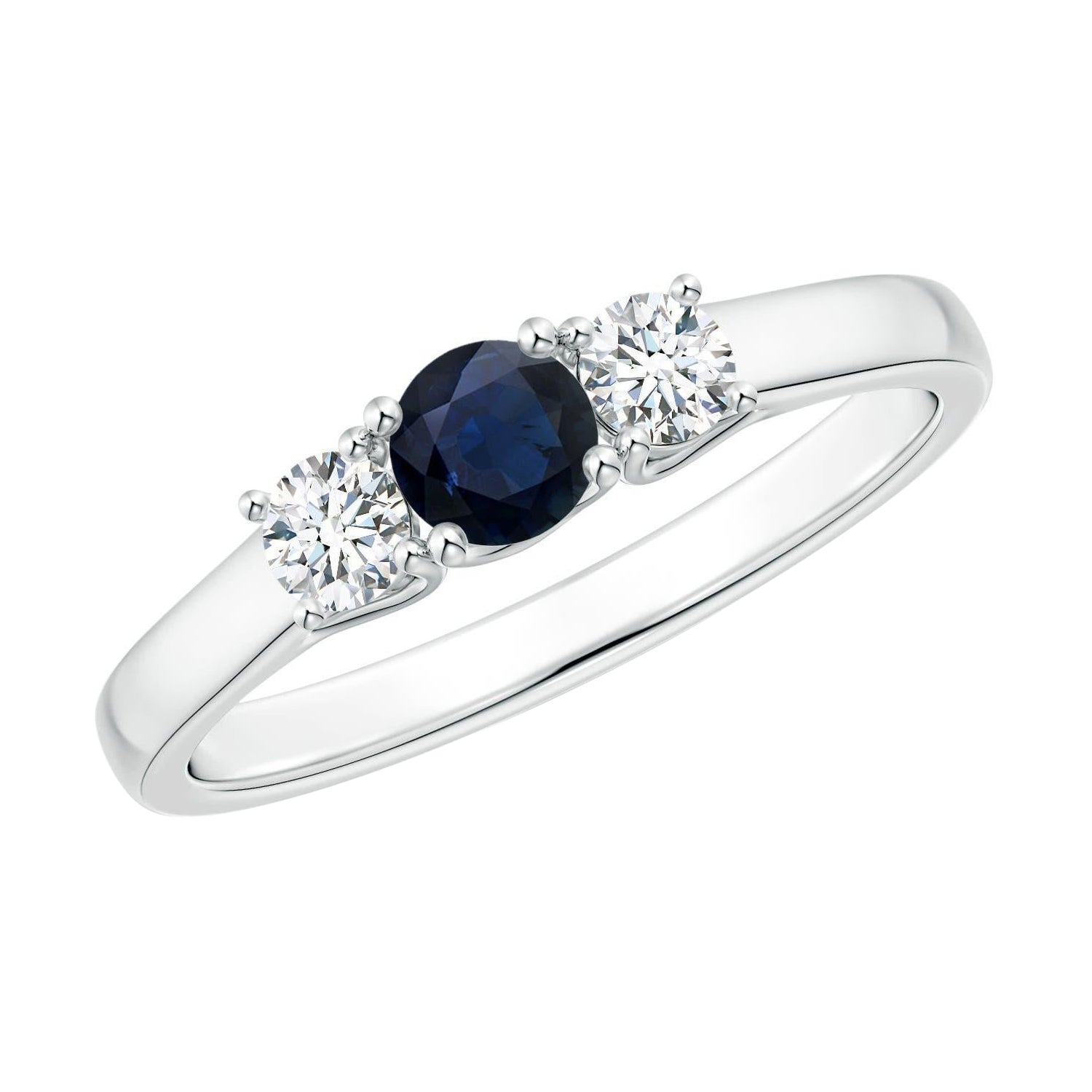 Angara Natural Classic Runde Saphir und Diamant Drei Stein Ring in 14K Gold