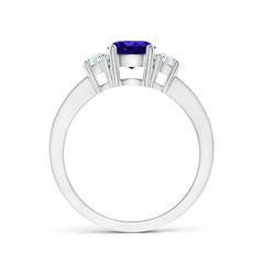 Angara Natural Classic Round Tanzanite and Diamond Engagement Ring in 14K Gold