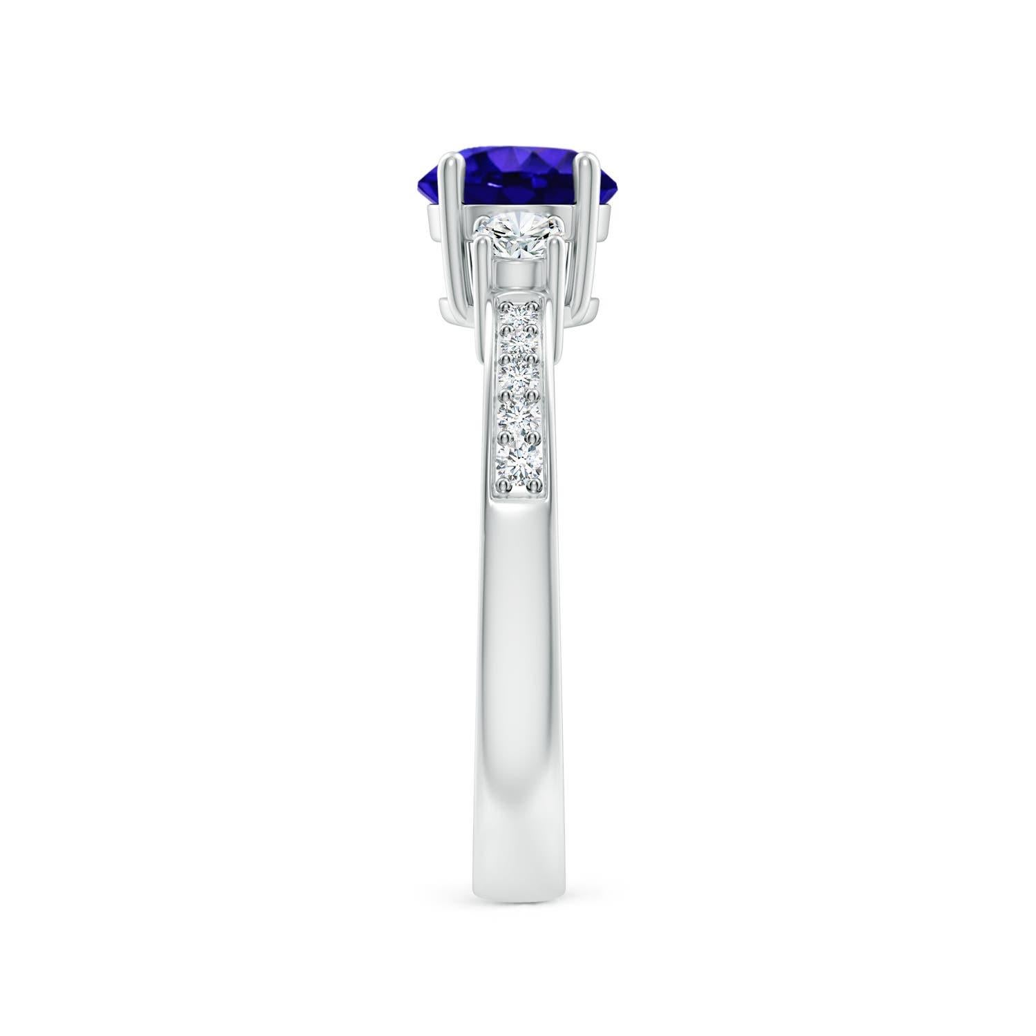 Angara Natürlicher Klassischer Runder Tansanit und Diamant Verlobungsring in 14K Gold im Zustand „Neu“ im Angebot in Los Angeles, CA