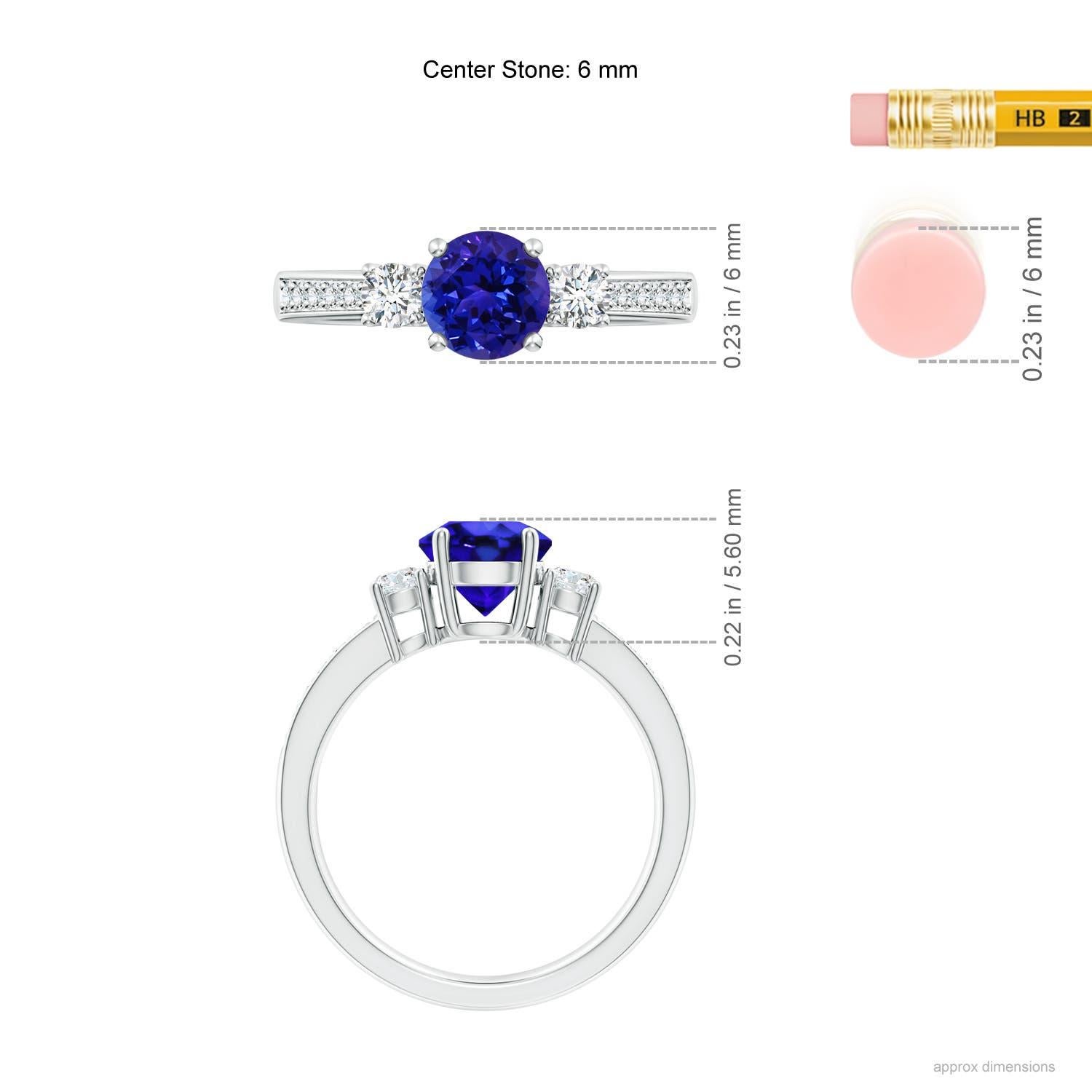 Angara Natürlicher Klassischer Runder Tansanit und Diamant Verlobungsring in 14K Gold Damen im Angebot