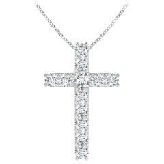 Angara Natural Classic Shared Prong-Set Diamond Cross Pendant in 14K Solid Gold