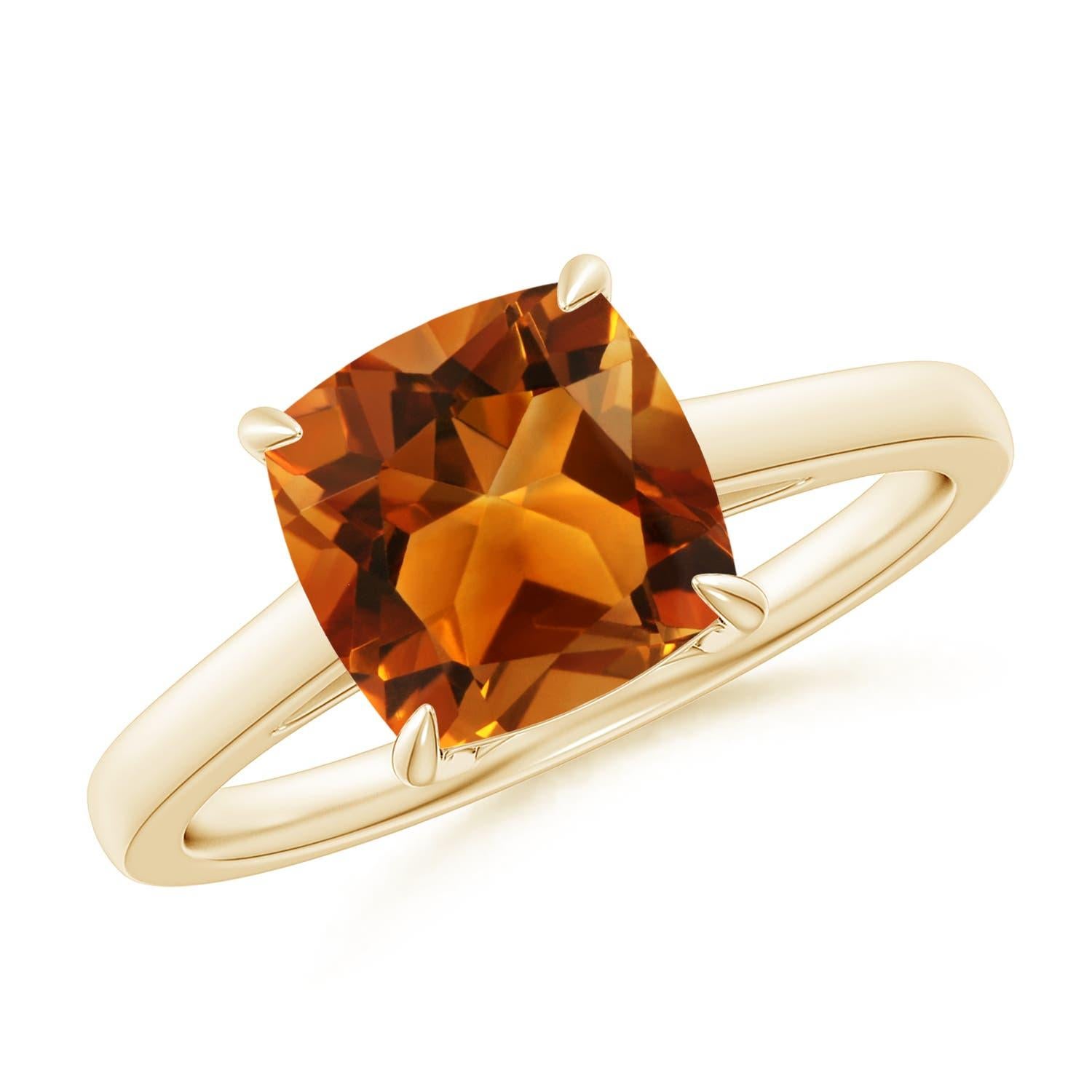 Anello cocktail con citrino naturale classico solitario da 1,9 carati in oro 14 carati di Angara in vendita 1