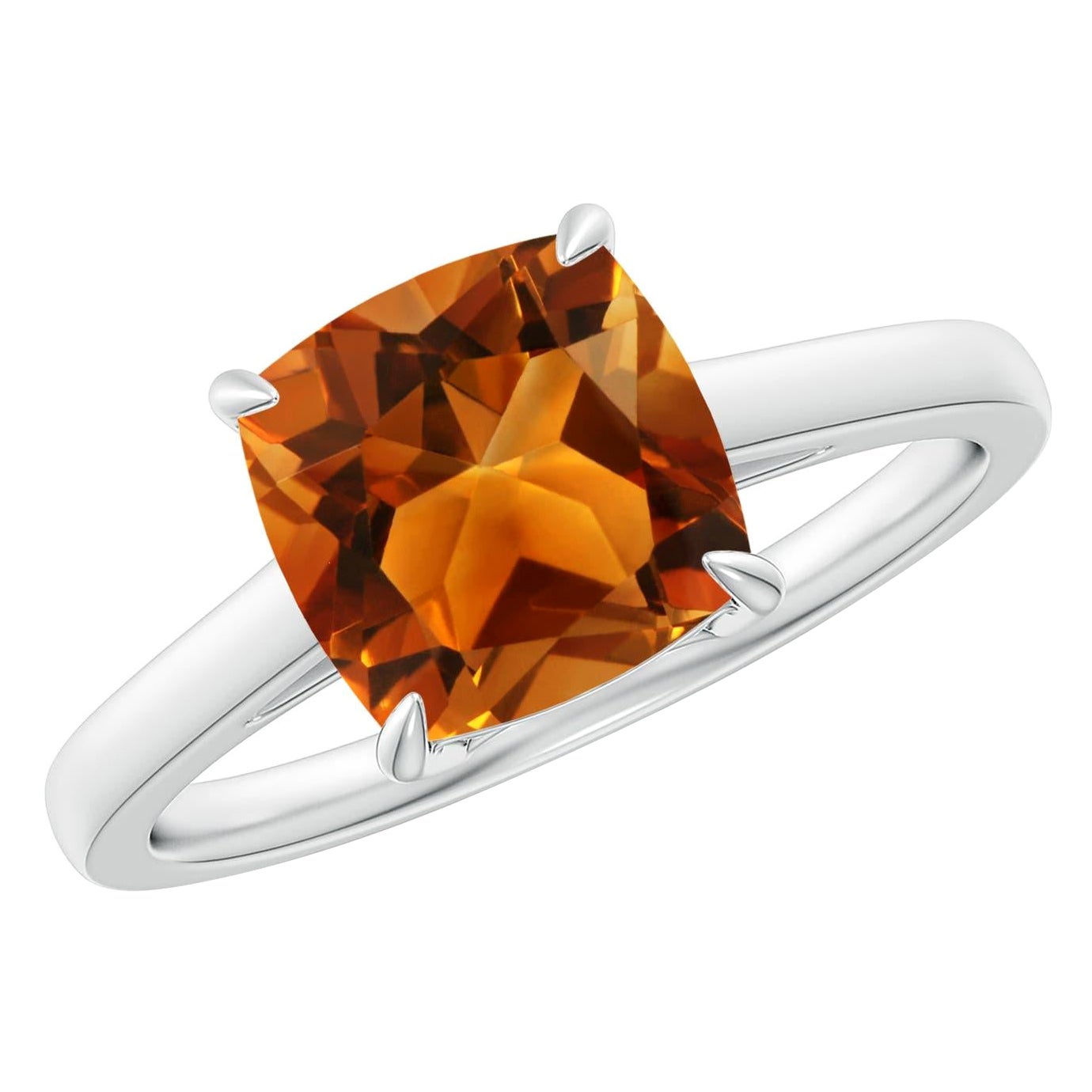 Anello cocktail con citrino naturale classico solitario da 1,9 carati in oro 14 carati di Angara