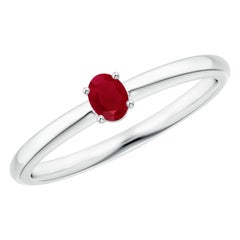 ANGARA Anello di Promessa con Rubino Ovale Solitario Classico Naturale da 0,20ct in Platino