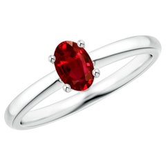 Anello Promessa con Rubino Ovale Solitario Classico Naturale da 0.60ct in Platino
