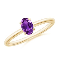 Anillo de compromiso de amatista ovalada con solitario natural clásico de Angara en oro macizo de 14 quilates