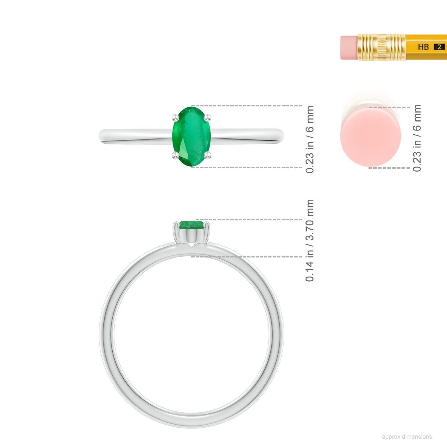 Angara Natural Classic Solitaire Oval Emerald Promise Ring in 14K Solid Gold For Sale 1
