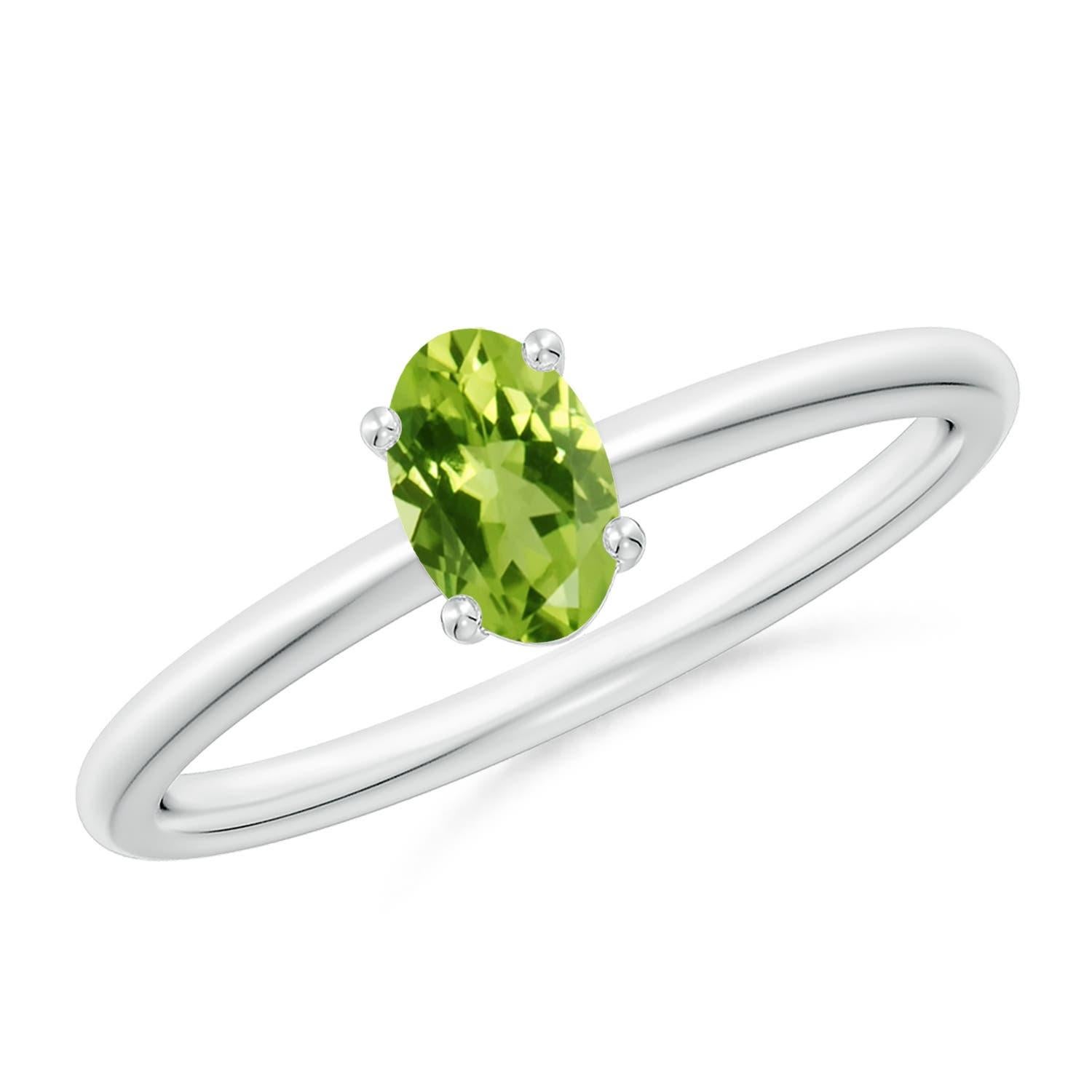 Angara natürlichen klassischen Solitär ovalen Peridot Versprechen Ring in 14K massivem Gold im Angebot 1