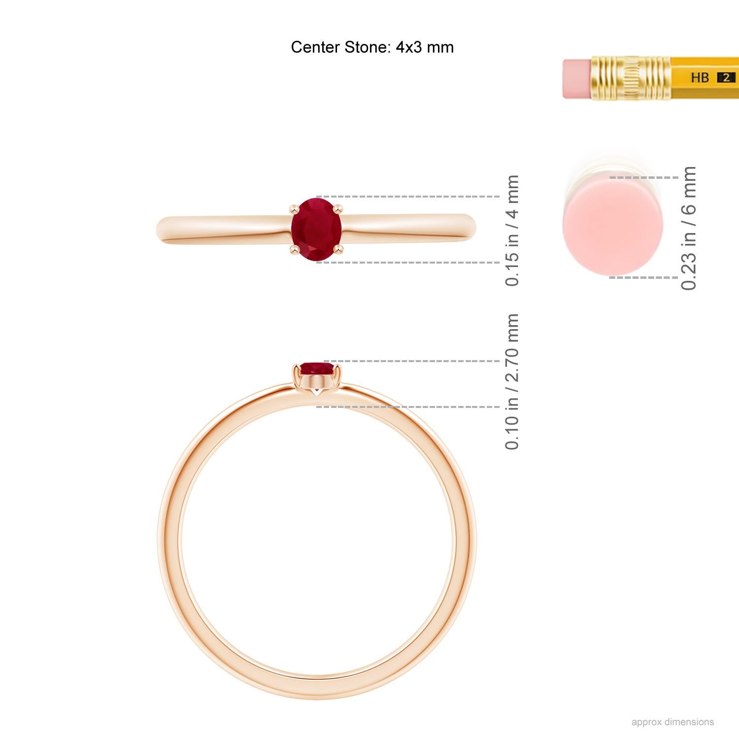 For Sale:  ANGARA Natural Classic Solitaire Oval 0.20ct Ruby Promise Ring in 14K Rose Gold 2