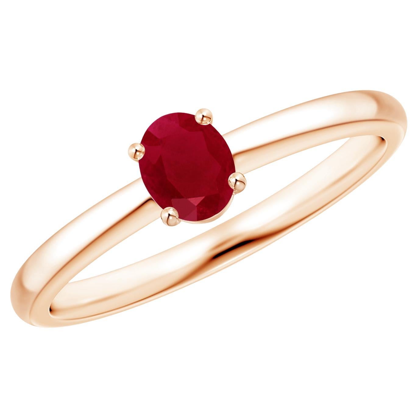 For Sale:  ANGARA Natural Classic Solitaire Oval 0.40ct Ruby Promise Ring in 14K Rose Gold