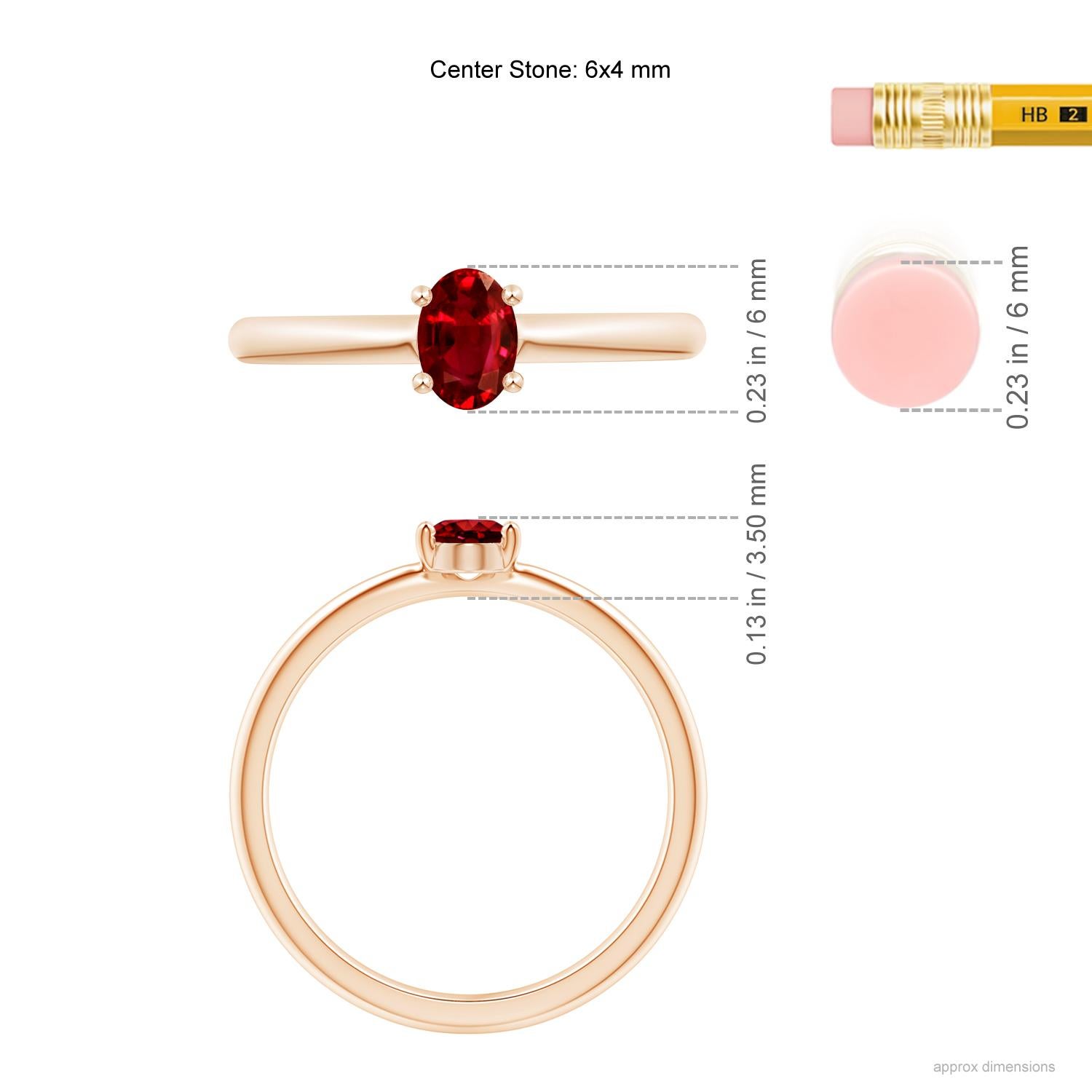 For Sale:  ANGARA Natural Classic Solitaire Oval 0.60ct Ruby Promise Ring in 14K Rose Gold 2