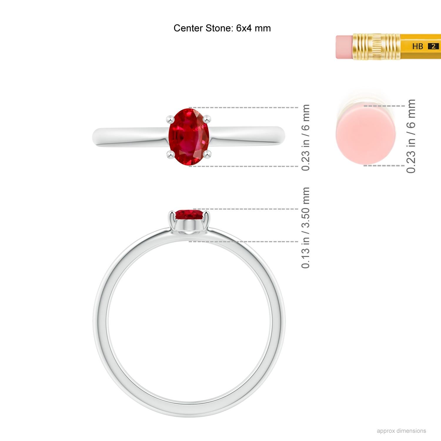 For Sale:  ANGARA Natural Classic Solitaire Oval 0.60ct Ruby Promise Ring in 14K White Gold 2