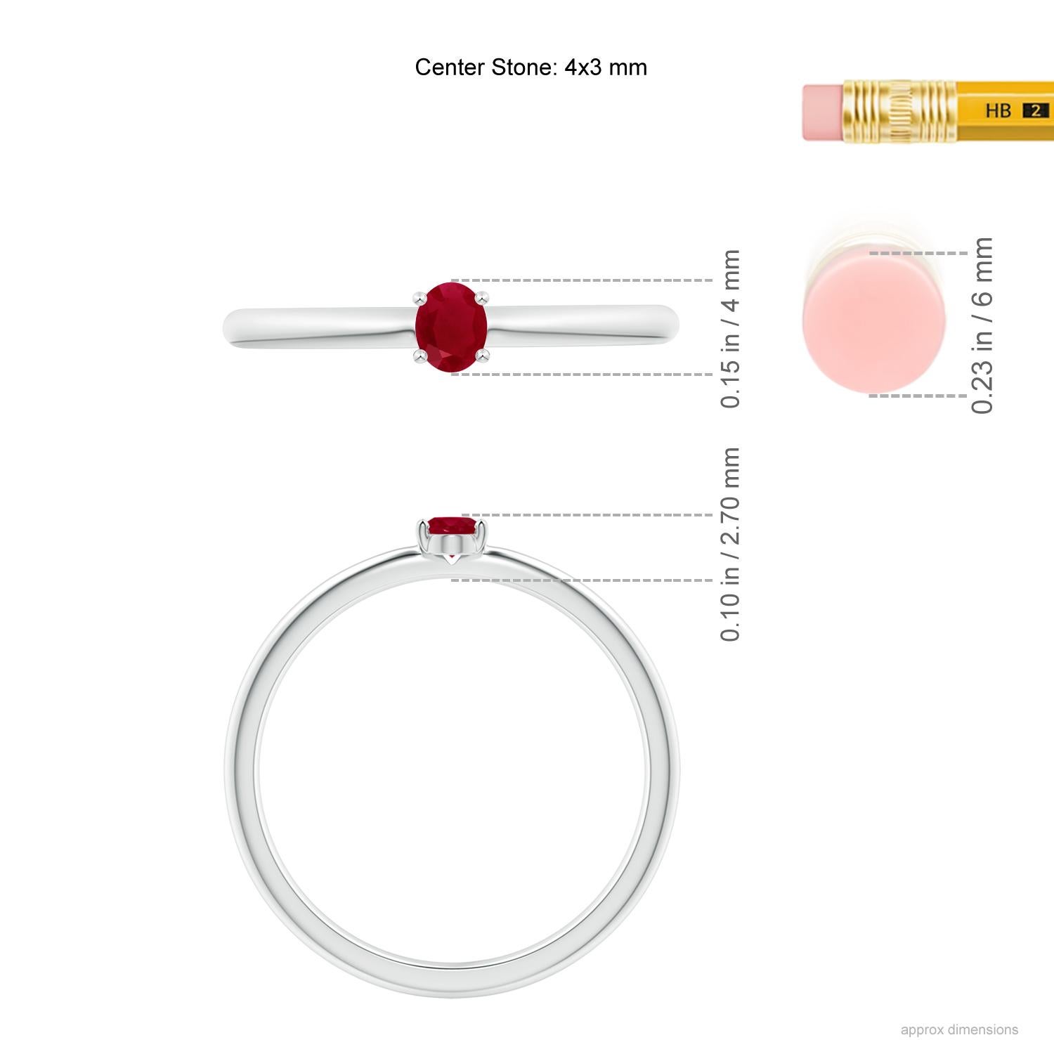 Im Angebot: ANGARA Natural Classic Solitär Oval Rubin Versprechen Ring in Platin (Größe-4x3mm) () 2