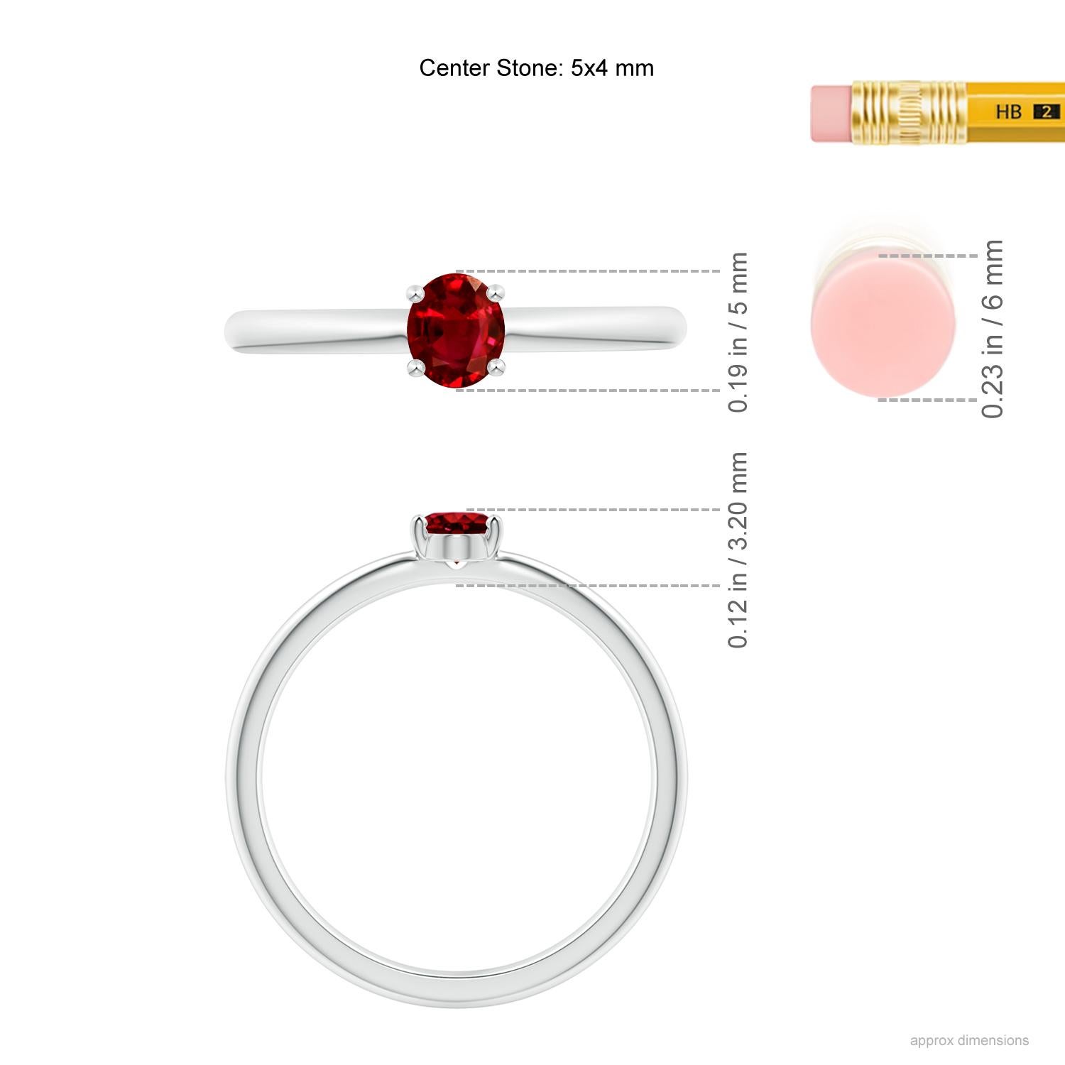 For Sale:  ANGARA Natural Classic Solitaire Oval 0.40ct Ruby Promise Ring in Platinum 2