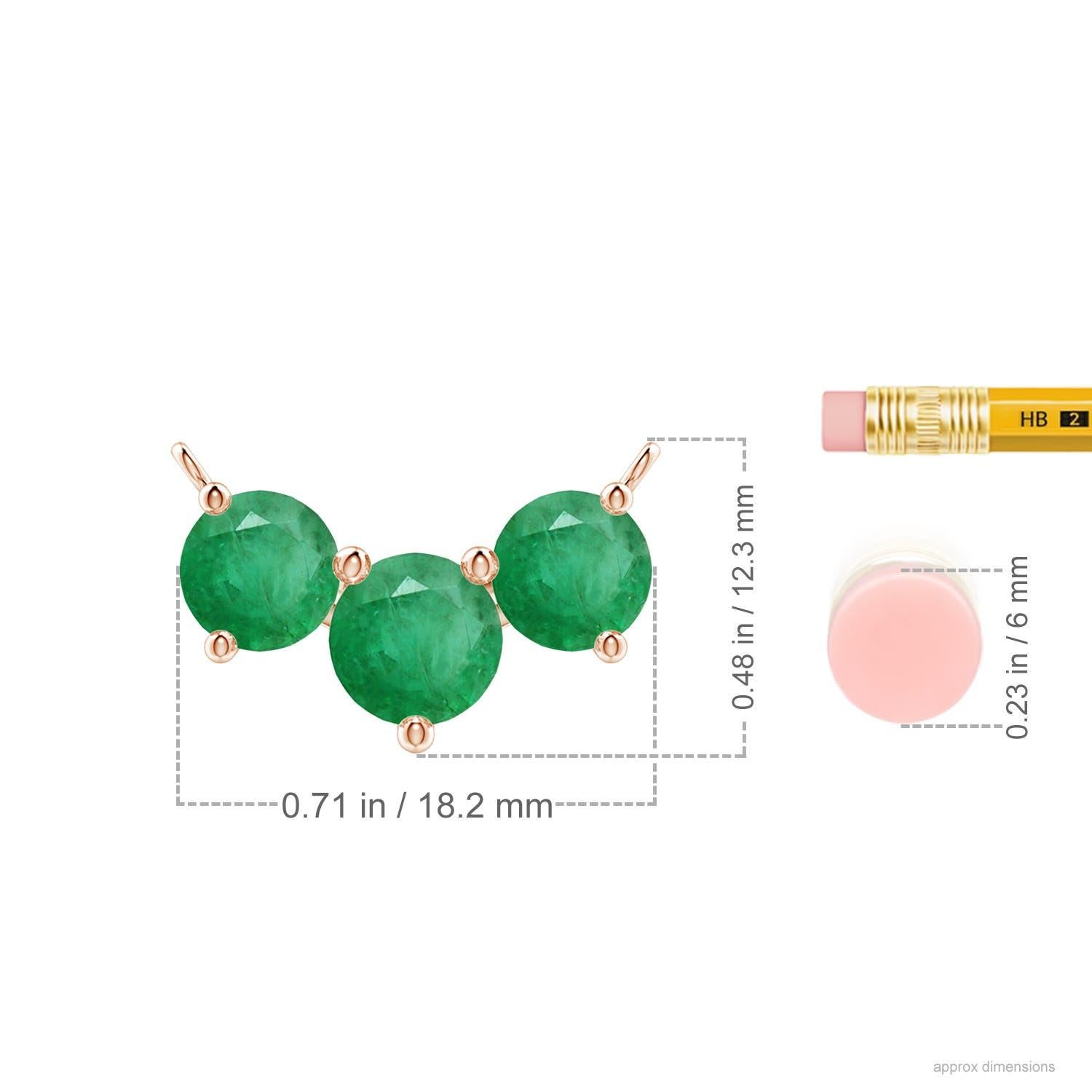 Taille ronde ANGARA Collier d'Emeraudes Classiques Naturelles Trio Rondes 1.2 ct en Or Rose 14K en vente