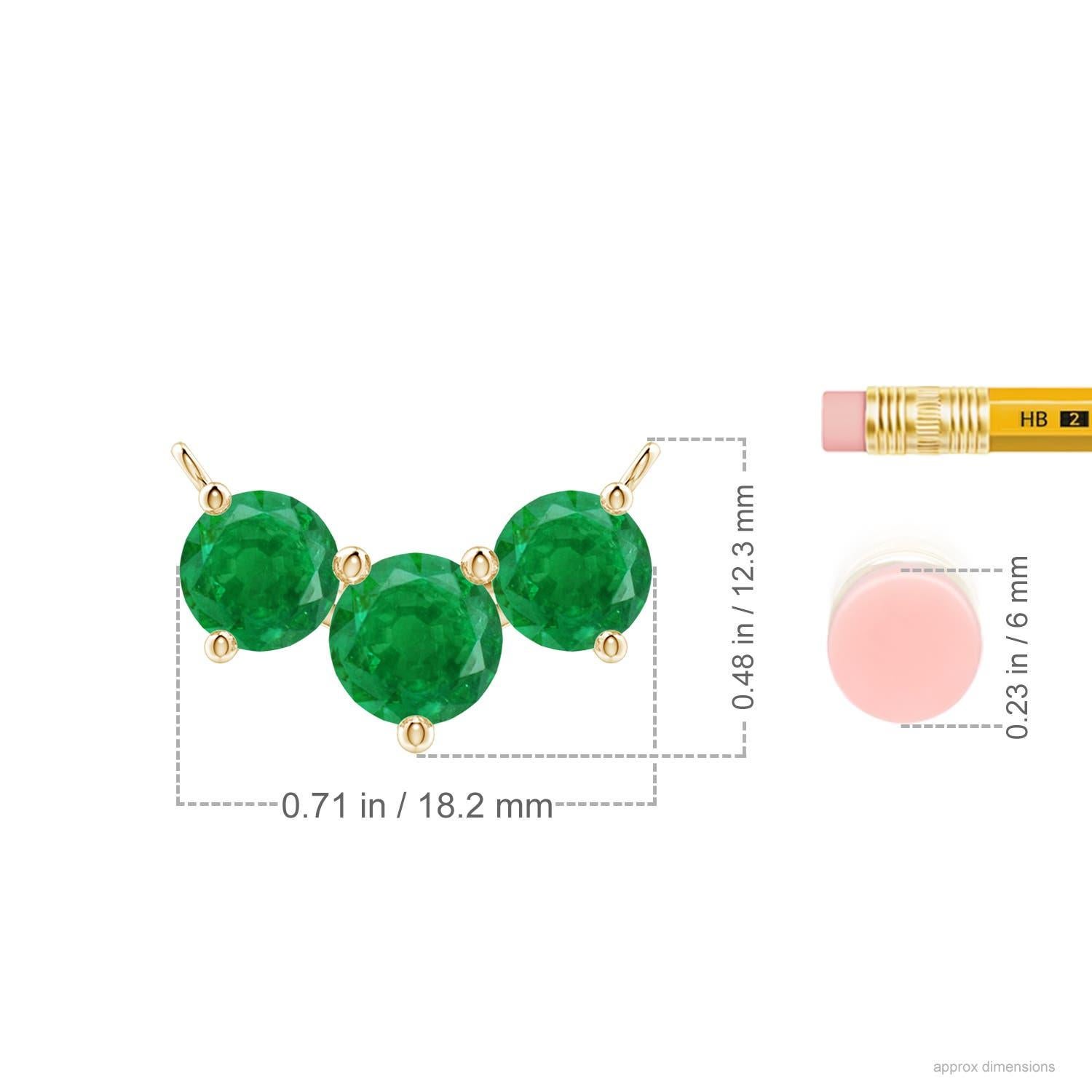 Taille ronde ANGARA Collier d'Emeraudes Classiques Naturelles Trio Rondes 1.2 ct en Or Jaune 14K en vente