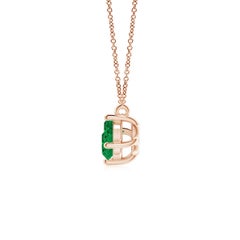 ANGARA Natural Classic Trio Round Emerald Necklace in 14K Rose Gold for Women