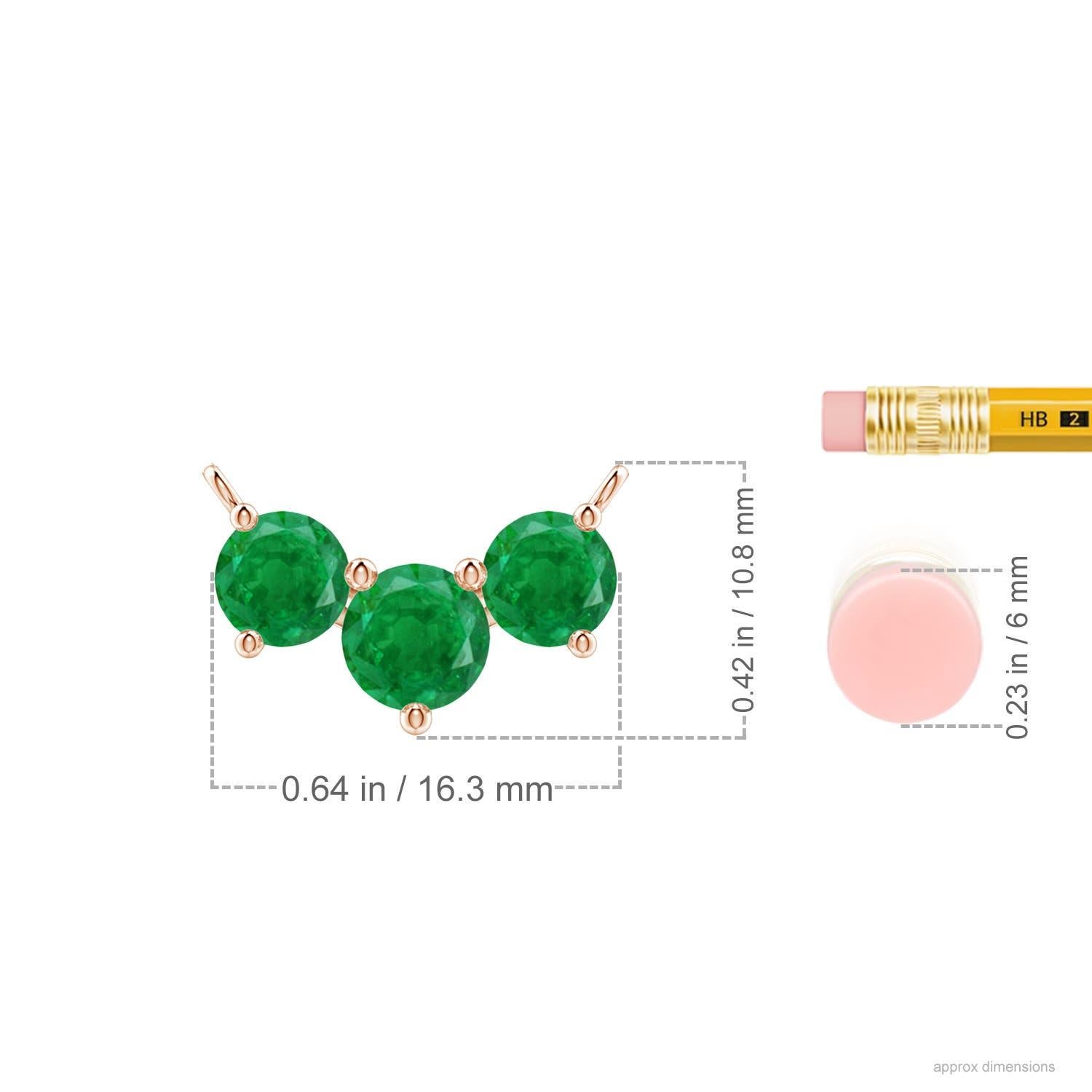 Moderne Collier d'Emeraudes Classiques Trio Naturelles en Or Rose 14K pour Femmes ANGARA en vente
