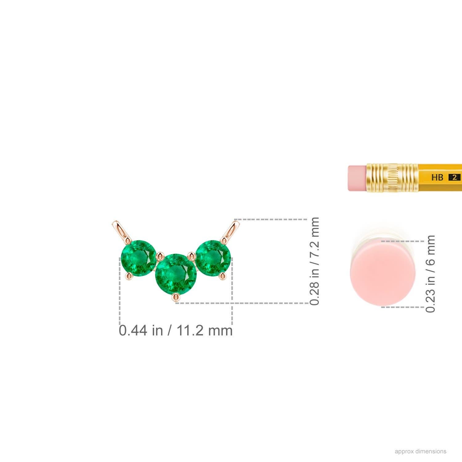 Taille ronde Collier d'Emeraudes Classiques Trio Naturelles en Or Rose 14K pour Femmes ANGARA en vente