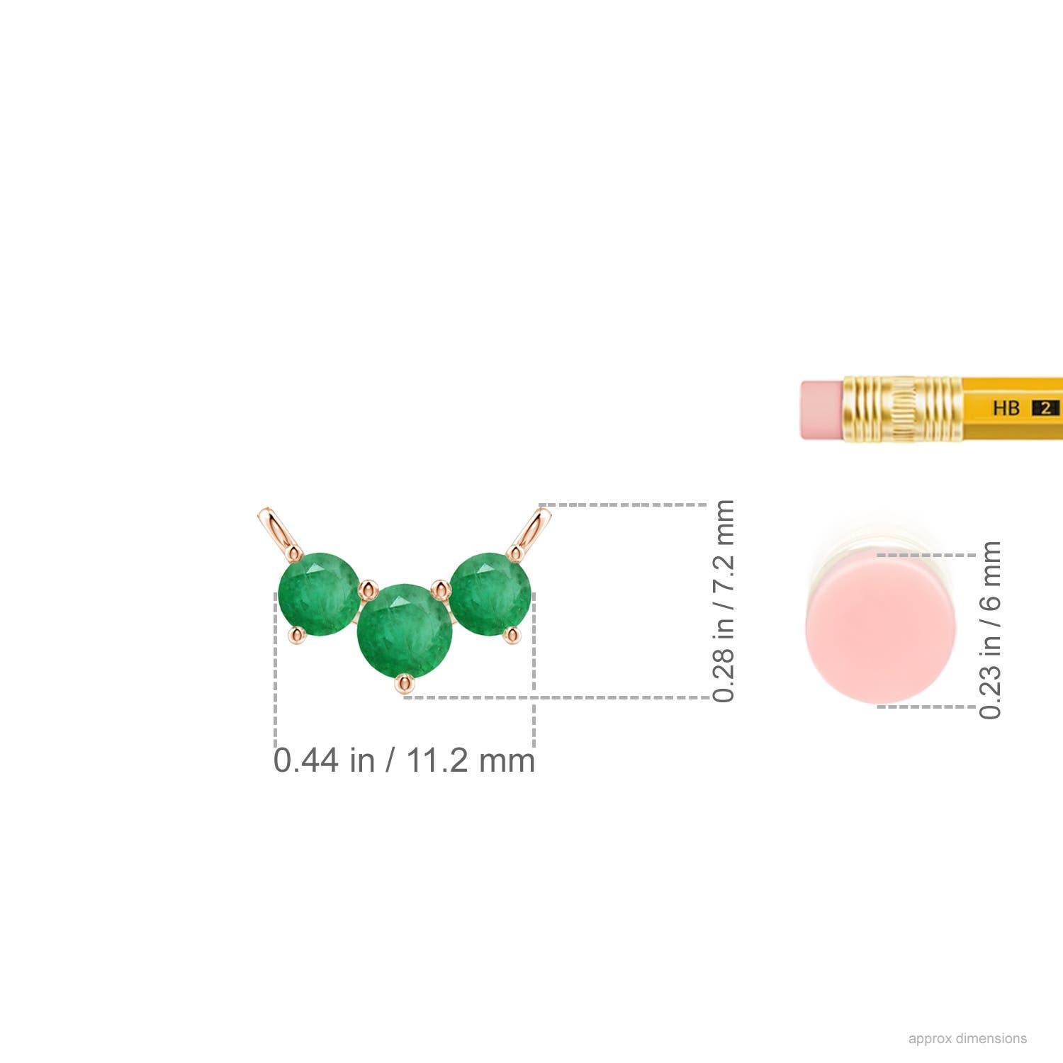 Taille ronde Collier d'Emeraudes Classiques Trio Naturelles en Or Rose 14K pour Femmes ANGARA en vente