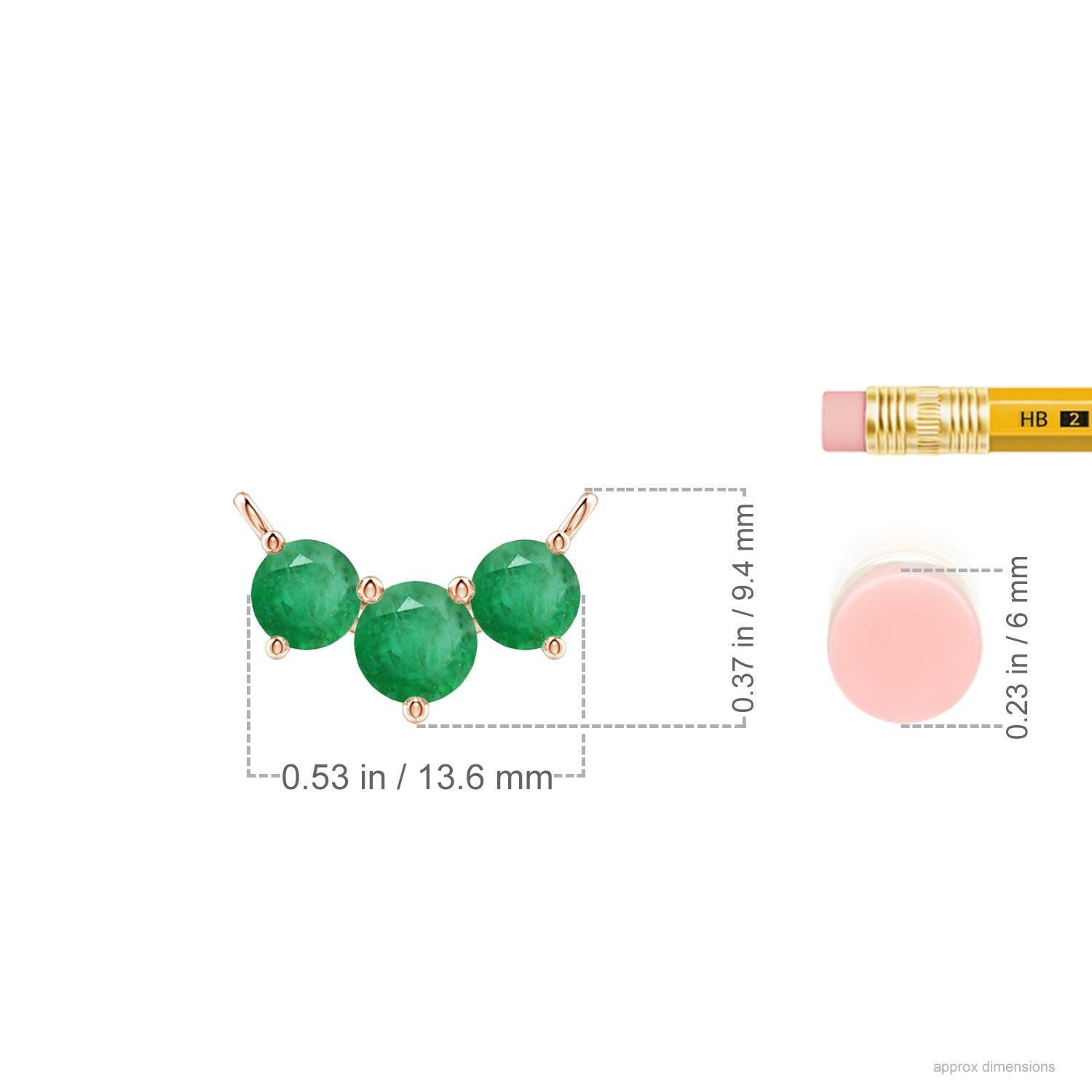 Taille ronde Collier d'Emeraudes Classiques Trio Naturelles en Or Rose 14K pour Femmes ANGARA en vente
