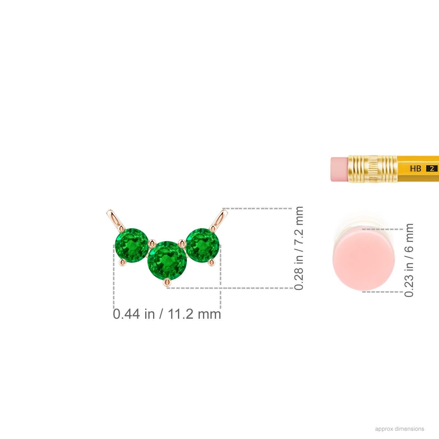 Taille ronde Collier d'Emeraudes Classiques Trio Naturelles en Or Rose 14K pour Femmes ANGARA en vente