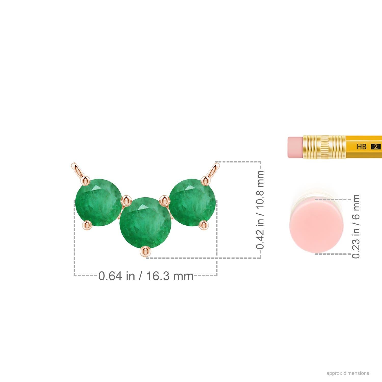 Taille ronde Collier d'Emeraudes Classiques Trio Naturelles en Or Rose 14K pour Femmes ANGARA en vente