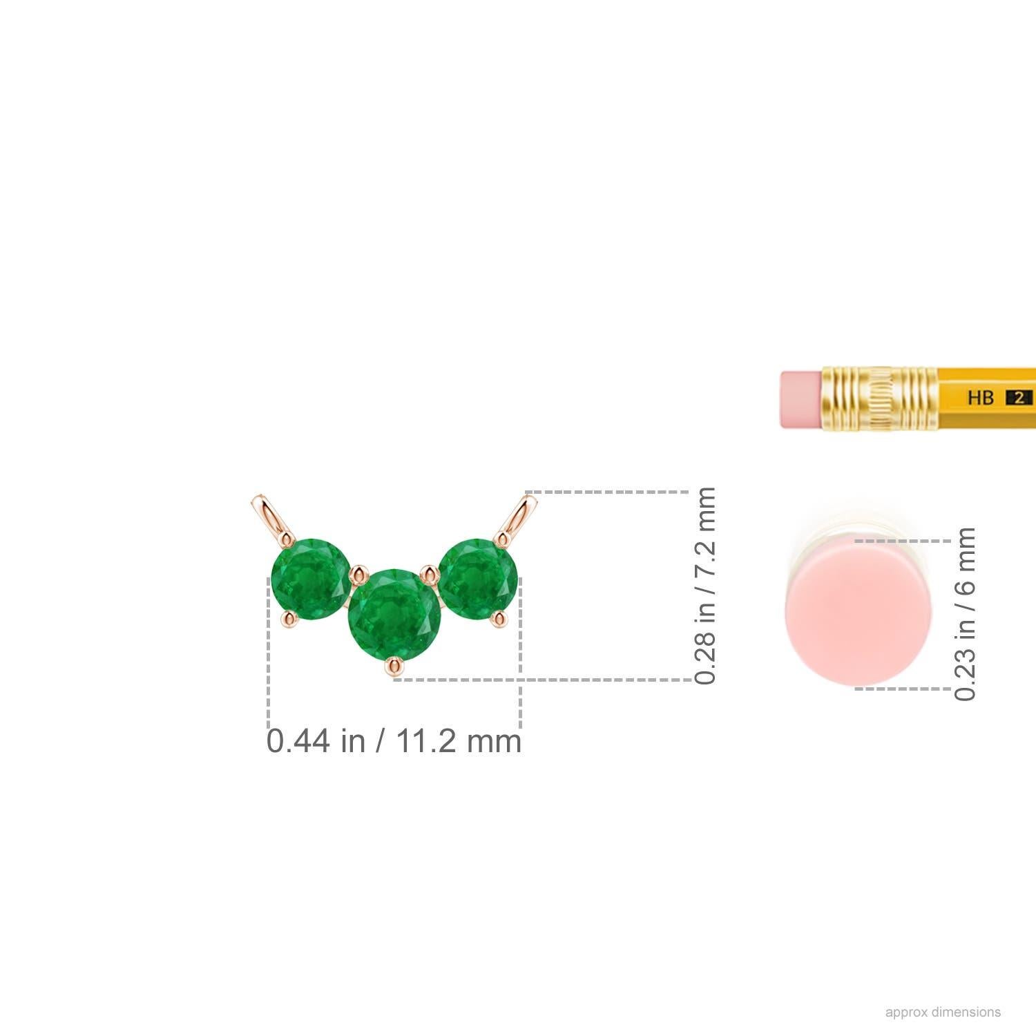 Taille ronde Collier d'Emeraudes Classiques Trio Naturelles en Or Rose 14K pour Femmes ANGARA en vente