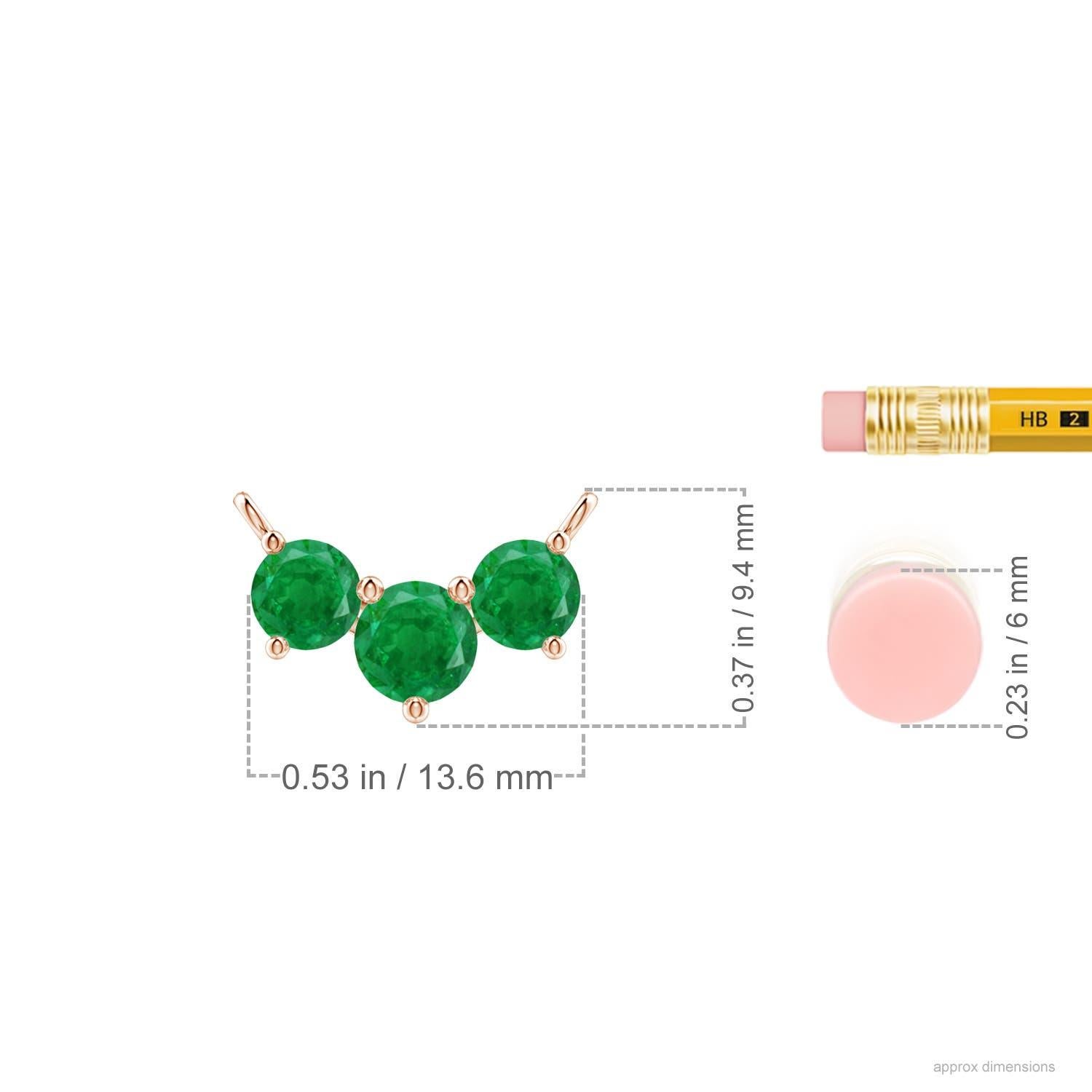 Taille ronde ANGARA  Collier d'émeraudes rondes Nature Trio en or rose 14 carats pour femmes en vente