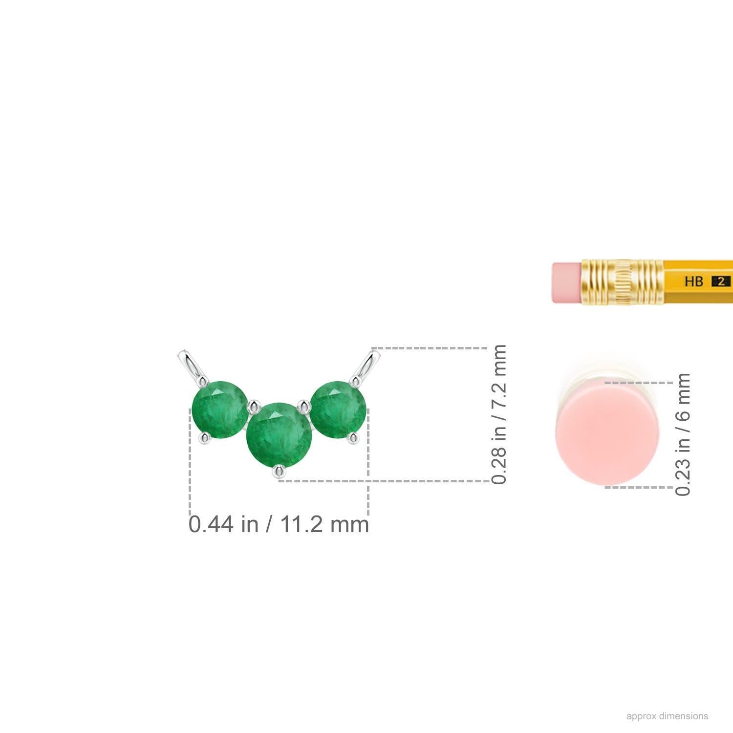 Taille ronde Collier d'émeraudes classiques en or blanc 14 carats ANGARA Nature Trio pour femmes en vente