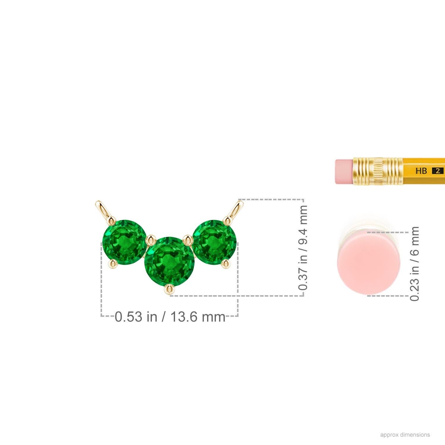 Taille ronde Collier d'émeraudes classiques en or jaune 14 carats pour femmes ANGARA Nature Trio en vente