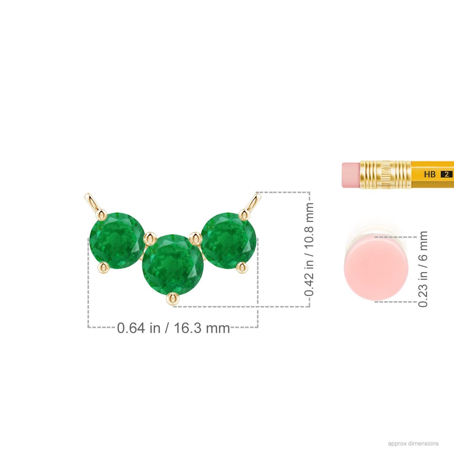 Taille ronde Collier d'émeraudes classiques en or jaune 14 carats pour femmes ANGARA Nature Trio en vente