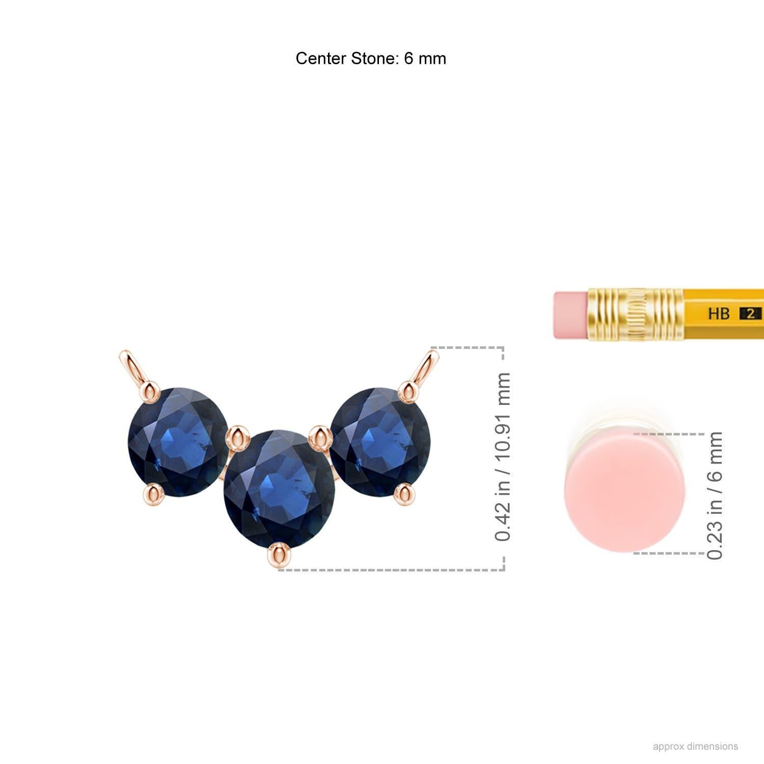 Taglio rotondo ANGARA Collana con zaffiri tondi Nature Classic Trio in oro rosa 14K per donna in vendita