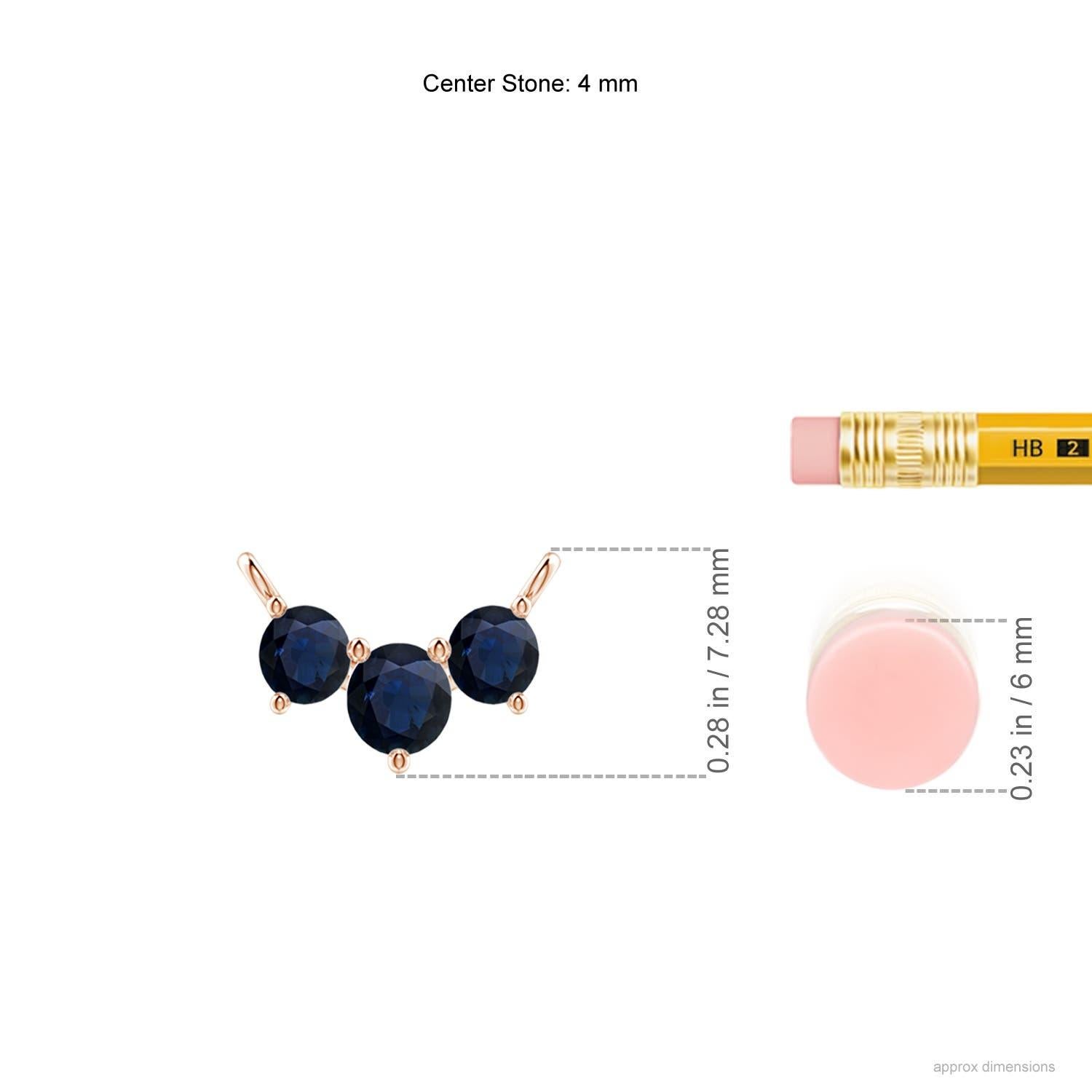 Taglio rotondo ANGARA Collana con zaffiri tondi Nature Classic Trio in oro rosa 14K per donna in vendita