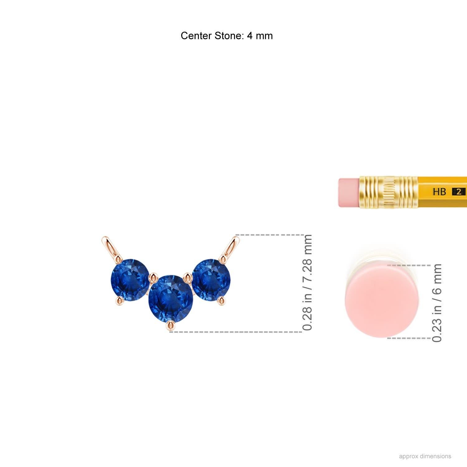 Taglio rotondo ANGARA Collana con zaffiri tondi Nature Classic Trio in oro rosa 14K per donna in vendita