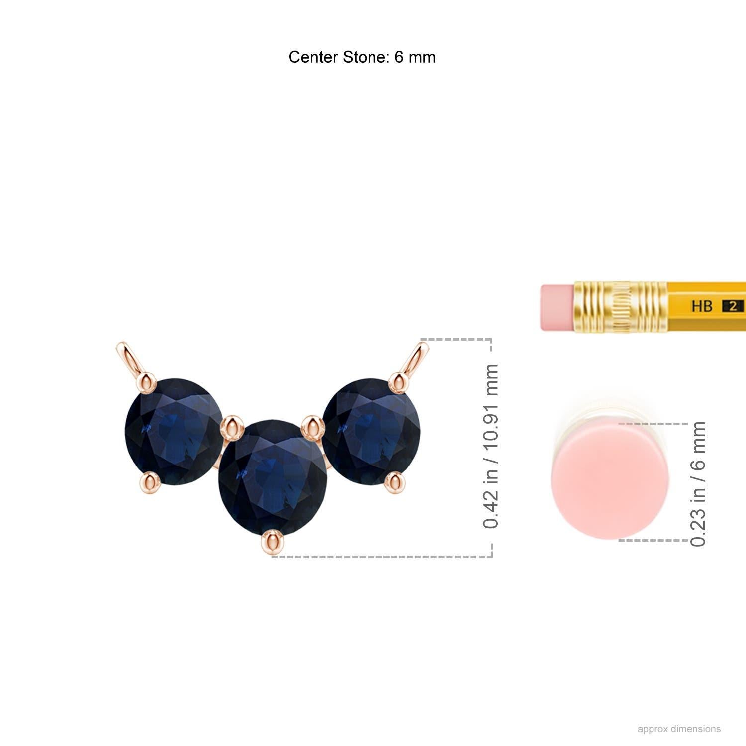 Taglio rotondo ANGARA Collana con zaffiri tondi Nature Classic Trio in oro rosa 14K per donna in vendita