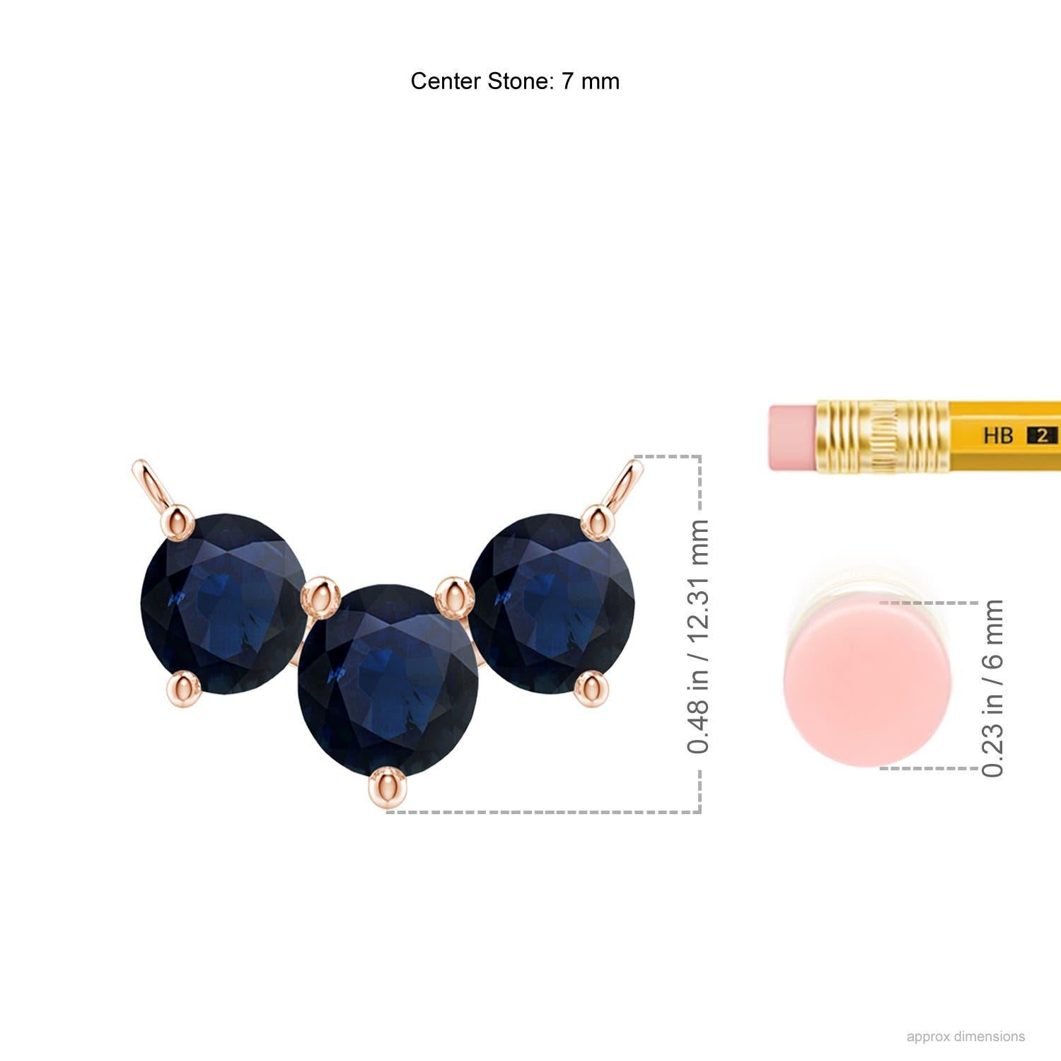 Taglio rotondo ANGARA Collana con zaffiri tondi Nature Classic Trio in oro rosa 14K per donna in vendita