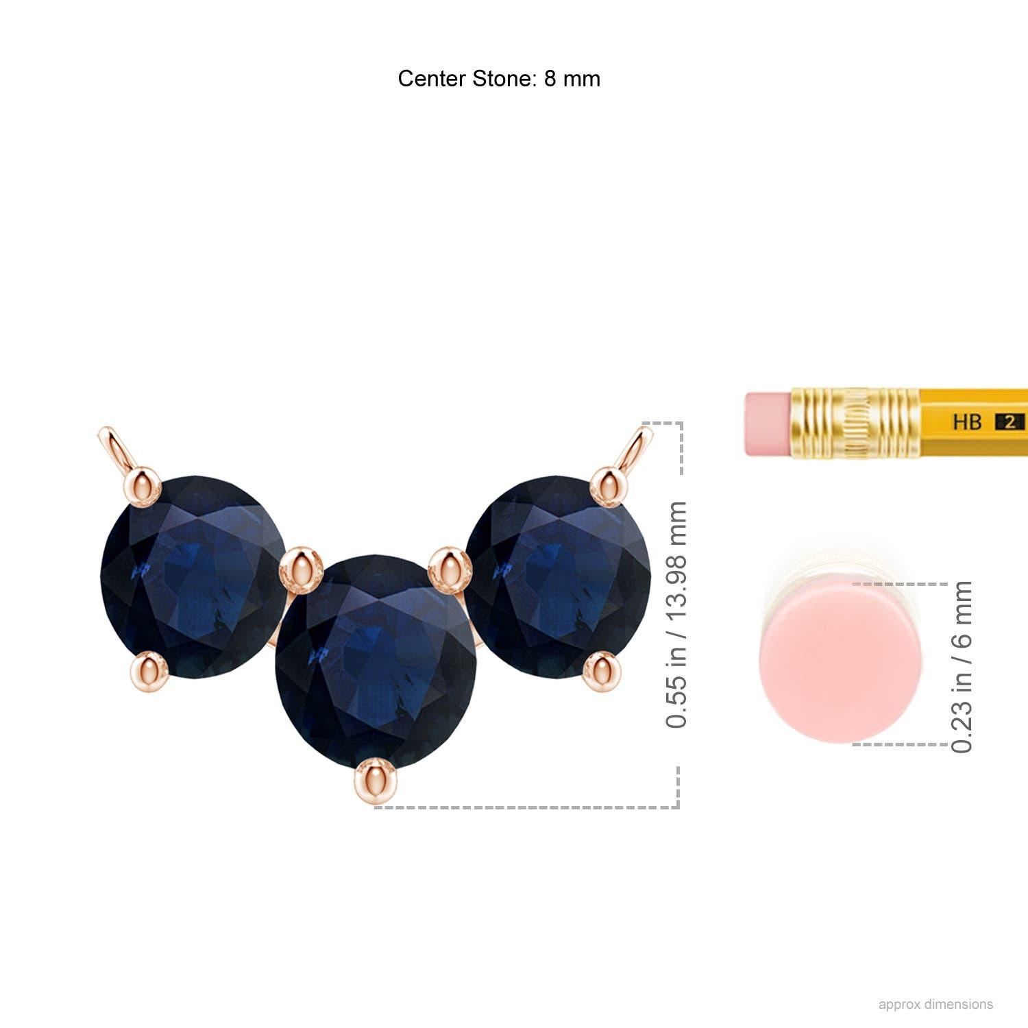 Taglio rotondo ANGARA Collana con zaffiri tondi Nature Classic Trio in oro rosa 14K per donna in vendita
