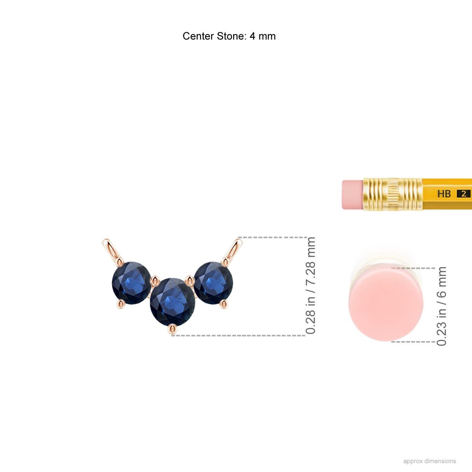 Taglio rotondo ANGARA Collana con zaffiri tondi Nature Classic Trio in oro rosa 14K per donna in vendita