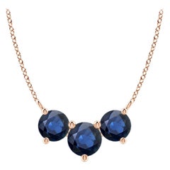 Collier de saphirs ronds Trio en or rose 14 carats pour femmes ANGARA Nature