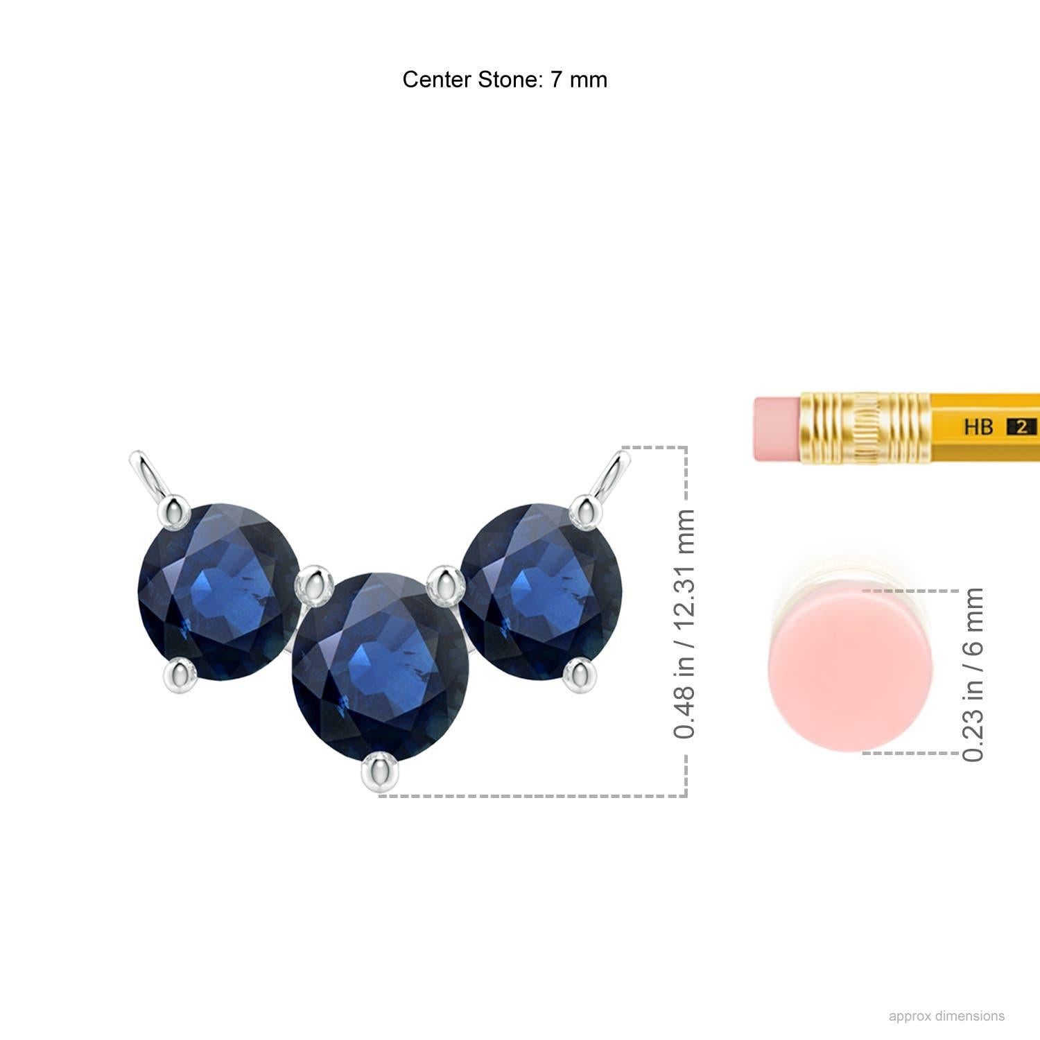 Taglio rotondo ANGARA Collana con zaffiri tondi classici naturali Trio in oro bianco 14K per donna in vendita